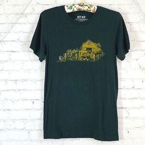 Kentucky for Kentucky Forest Green Farm KY State Shape Tee Tshirt Mens Sz Small